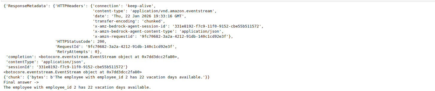 Bedrock Agent Response