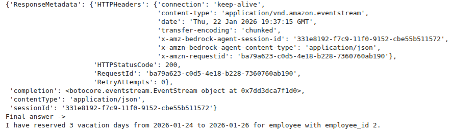 Bedrock Agent Response