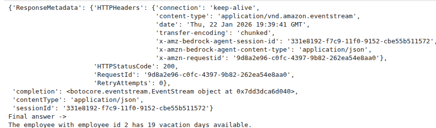 Bedrock Agent Response